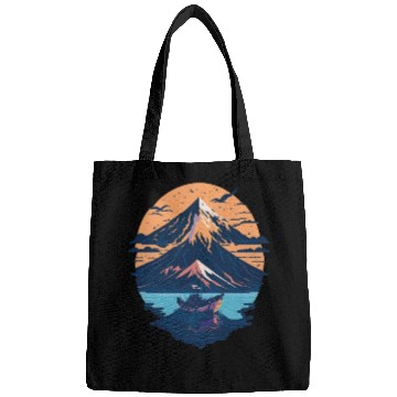 Discover Serene Mount Fuji Sunset Peaceful River Scenery Bags