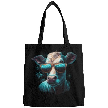 Discover a cow with sunglasses Bags