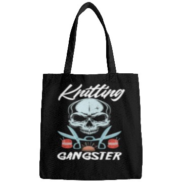 Discover Funny Knitting Gangster Quote Knitting Lover Bags