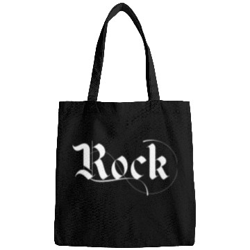 Discover black and white rock typography Bags