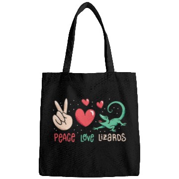 Discover Peace love lizards cute lizard lover quote Bags