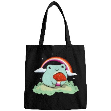 Discover Lesbian Pride Flag Cute Frog Mushroom Subtle LGBTQ Bags