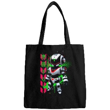 Discover Chibi Mecha: A Cute Cyberpunk Design 1 Bags