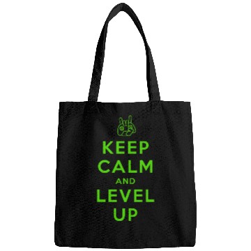 Discover keep calm and level up Bags