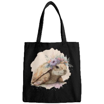 Discover Cute Watercolor Tortoise Turtle Flower Crown Anima Bags