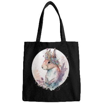 Discover Cute Watercolor Squirrel Flower Crown Animal Lover Bags