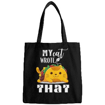 Discover My Cat Wrote Funny Cat Lover Typography Quote Bags