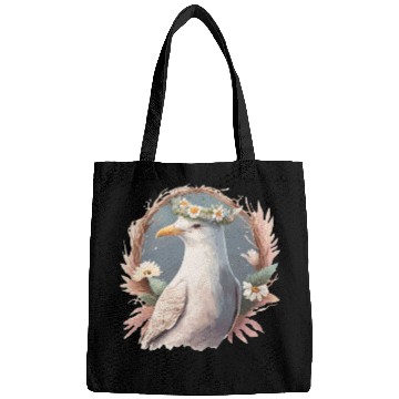 Discover Seagull Bird Flower Crown Floral Seabirds Bags