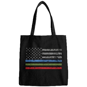 Discover Thin Blue Green Red Line American Flag Support Bags