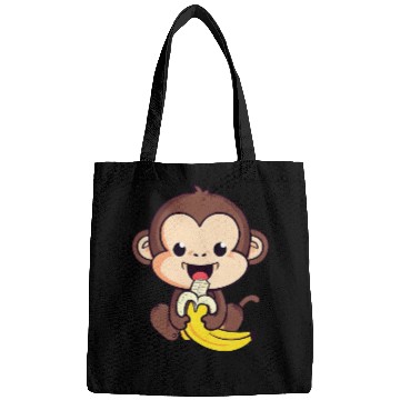 Discover cute monkey eats a banana Bags