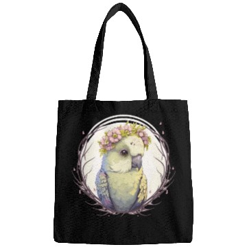 Discover Artistic Watercolor Parakeet Bird Flower Crown Pet Bags