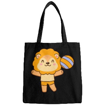 Discover Lion playing volleyball Bags