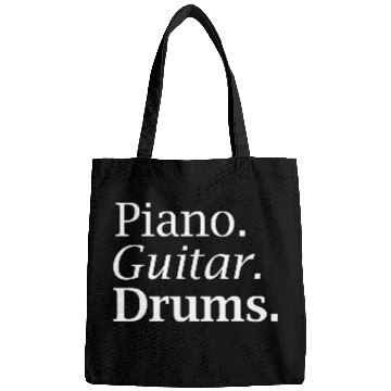 Discover Piano. Guitar. Drums. in White Bags