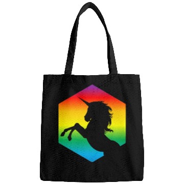 Discover Rainbow Unicorn d20 Silhouette | TTRPG Pride Bags