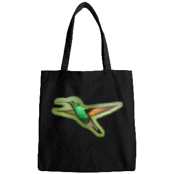 Discover Green Hummingbird Illustration Bird Lover Bags