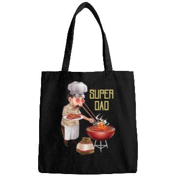 Discover Super Dad Cookout Illustration Super Hero Bags