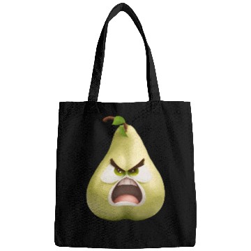 Discover A pear with angry face cartoon style Bags