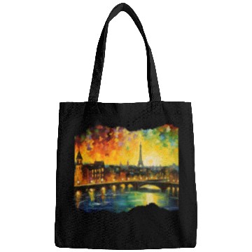 Discover Starry Night over Paris Van Gogh Eiffel Tower Bags