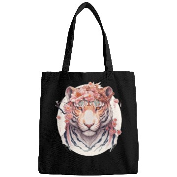 Discover Watercolor Flower Tiger Chinese Zodiac Animal Sign Bags