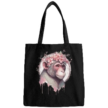 Discover Cute Watercolor Flower Monkey Chinese Zodiac Anima Bags