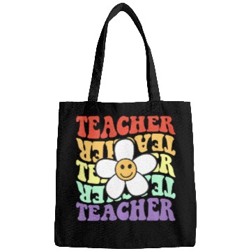 Discover teacher retro sunflower smile face back to school Bags