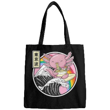 Discover Axolotl Eating Ramen Kanagawa Wave Kawaii Japan Va Bags
