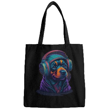 Discover Cute Rottweiler Dog Wearing Headset for Gamer Bags