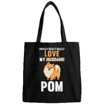 Discover I Love My Husband Pomeranian Bags