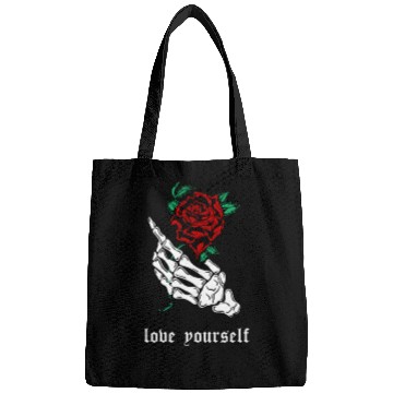 Discover Love Yourself Skeleton Hand Rose Aesthetic Goth Gr Bags
