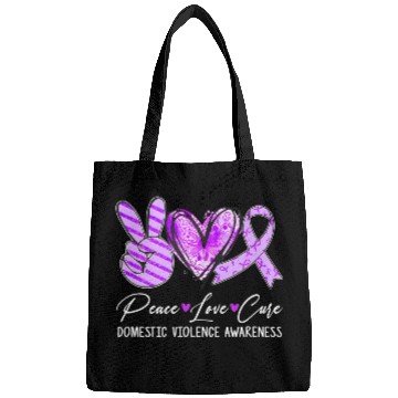 Discover Peace Love Cure Purple Ribbon Domestic Violence Aw Bags