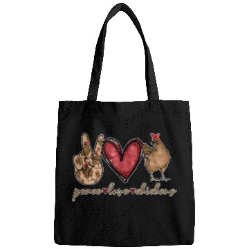 Discover Peace Love Chicken Gold Glitter For Chicken Farmer Bags