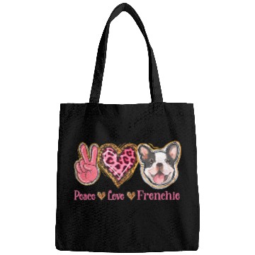 Discover Leopard Peace Love Frenchie Funny Dog Mom Mothers Bags