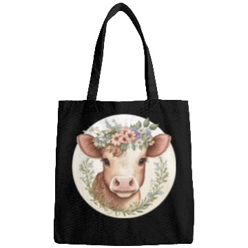 Discover Cottagecore Cute Baby Cow Calf Floral Farm Animal Bags