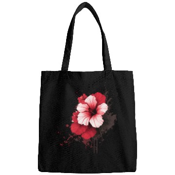 Discover A red hibiscus flower ink drawing Bags