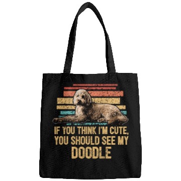 Discover You Should See My Doodle Retro Goldendoodle Dog Bags