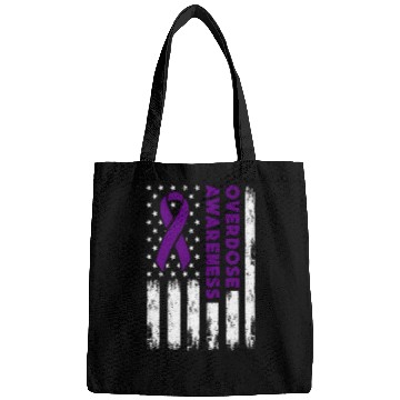 Discover Overdose Awareness Flag Purple Ribbon Addiction Bags