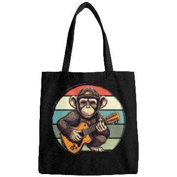 Discover Monkey Chimpanzee Playing Acousitc Rock Guitar Bags