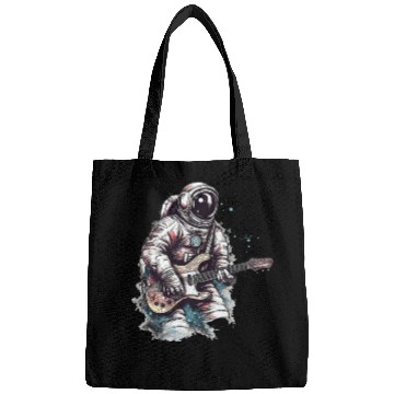 Discover Astronaut playing guitar in space Bags