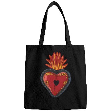 Discover Flaming Sacred Heart Mecan Folk Devotion Symbol Bags