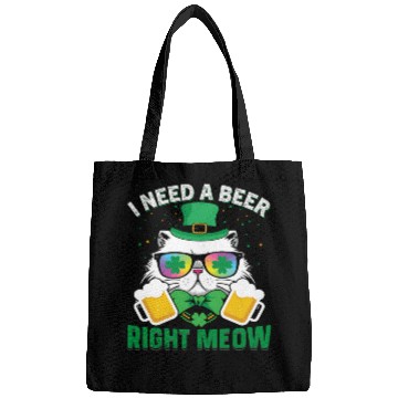 Discover St Patric Day Cat I Need A Beer Right Meow Bags