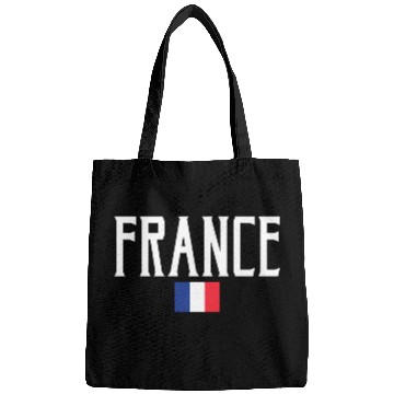 Discover France Flag White Text Bags