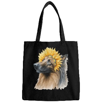 Discover Watercolor Belgian Sheepdog Sunflower Dog Breed Pe Bags