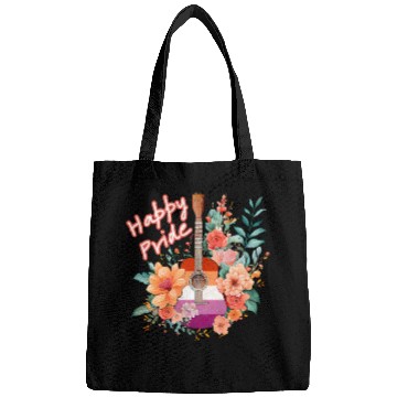 Discover LGBTQ Happy Pride, Retro Guitar & Flowers, Lesbian Bags