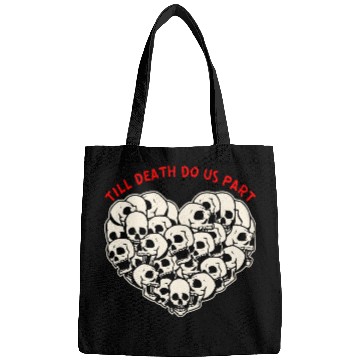 Discover Till Death Do Us Part Skulls Heart ©WhiteTigerLLC Bags