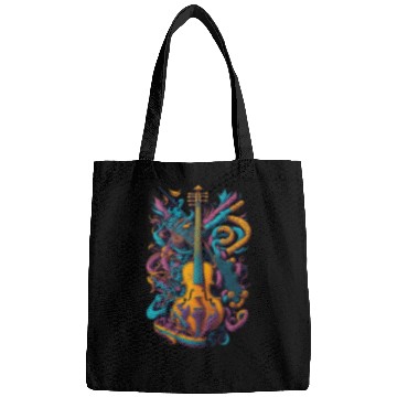 Discover detailed illustration electric guitar white back Bags
