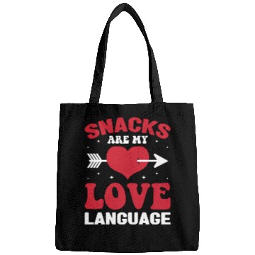 Discover Snacks are my Love Language Funny Snack Lovers Bags