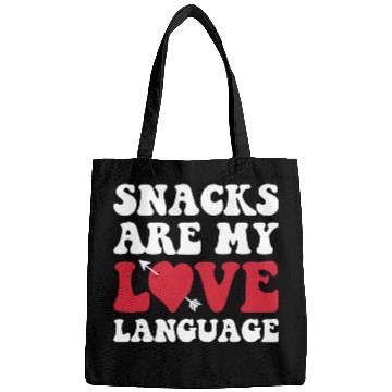 Discover Snacks are my Love Language Funny Snack Lovers Bags