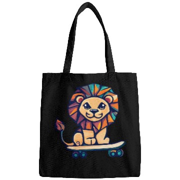 Discover Cubist lion on skateboard Bags