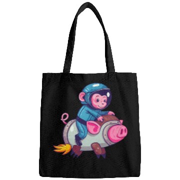 Discover Pig and Monkey as Astronauts Bags