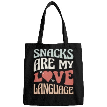 Discover Snacks are my Love Language Funny Snack Lovers Bags